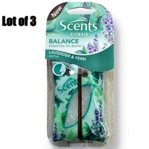 Lot of 3 SACHETS of SCENTS Florals Balance LAVENDER & FERN CAR AIR FRESHENERS